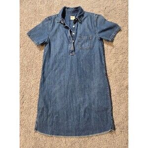 Gap 1969 Denim Shirt Dress Popover collar mini dress blue size xs country jean